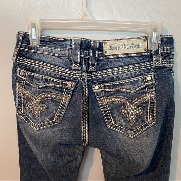 ROCK REVIVAL Vivian Boot Embellished Distressed Jeans Size 26 - Picture 8 of 10